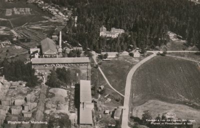 Flygfoto över Mariebergs Såg 1940-talet.